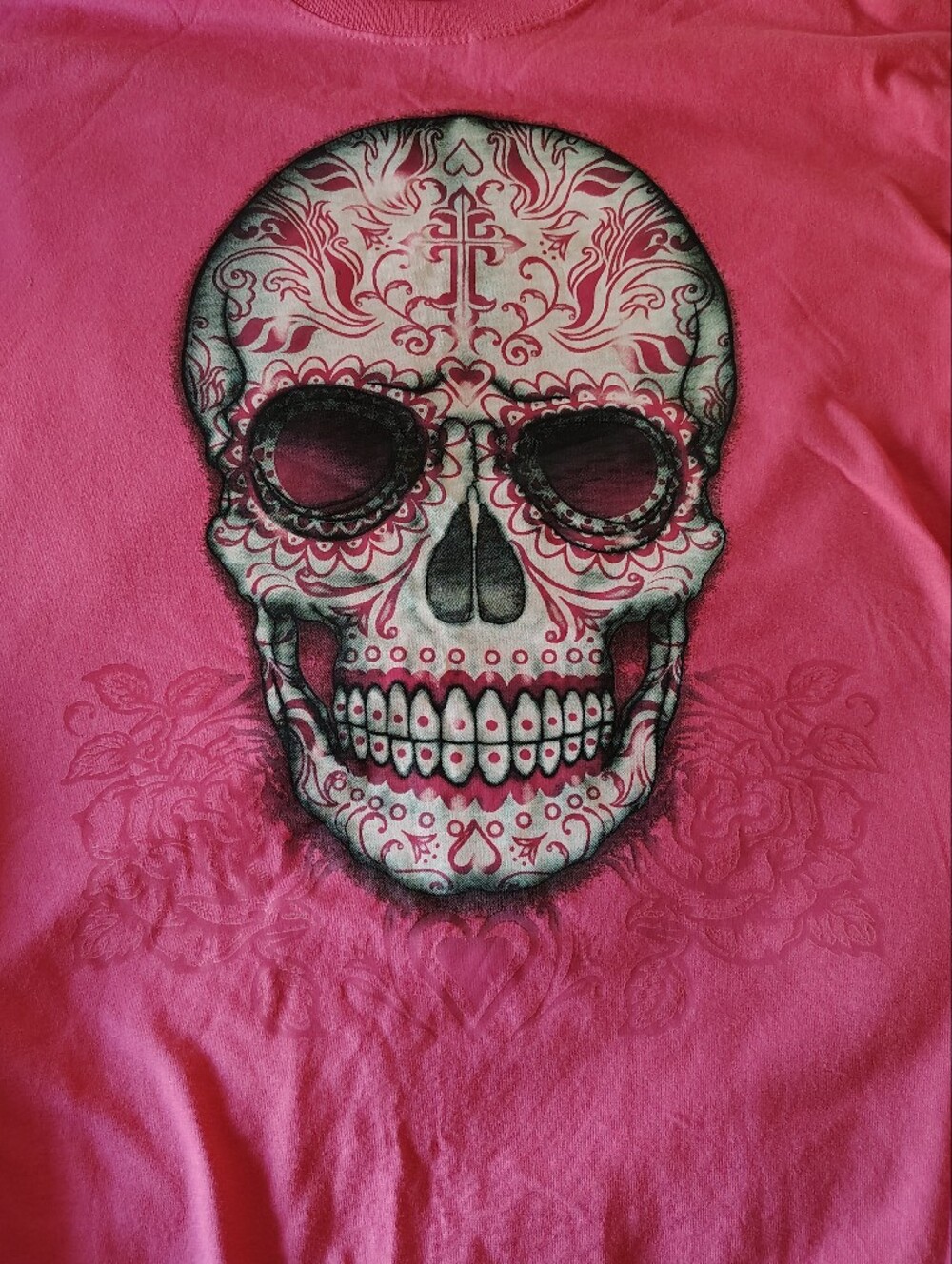 2XL Vintage Anvil Pink Sugar Skull Short Sleeve Tee